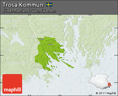 Physical Map of Trosa Kommun, lighten