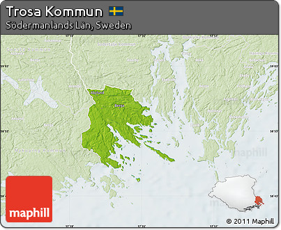 Physical Map of Trosa Kommun, lighten