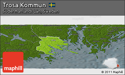 Physical Panoramic Map of Trosa Kommun, darken