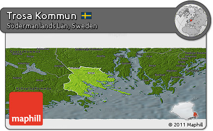 Physical Panoramic Map of Trosa Kommun, darken