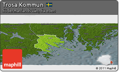 Physical Panoramic Map of Trosa Kommun, darken