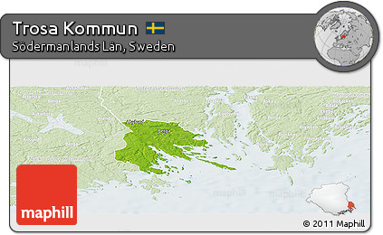 Physical Panoramic Map of Trosa Kommun, lighten
