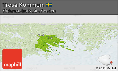 Physical Panoramic Map of Trosa Kommun, lighten