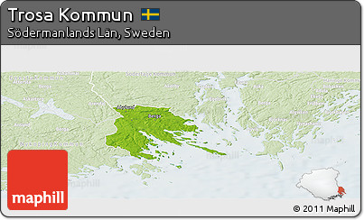 Physical Panoramic Map of Trosa Kommun, lighten