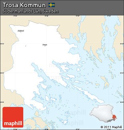 Classic Style Simple Map of Trosa Kommun, single color outside