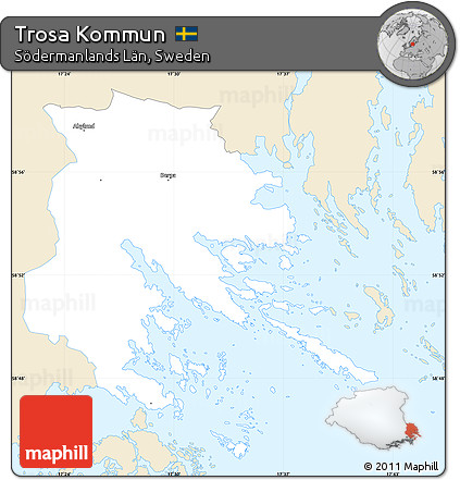 Classic Style Simple Map of Trosa Kommun, single color outside