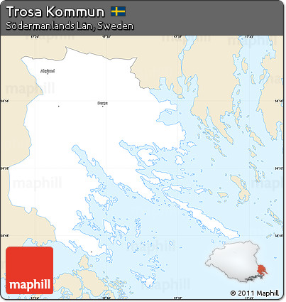 Classic Style Simple Map of Trosa Kommun, single color outside