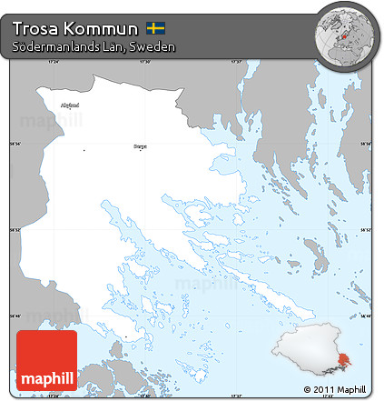 Gray Simple Map of Trosa Kommun, single color outside