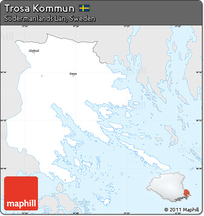 Silver Style Simple Map of Trosa Kommun, single color outside
