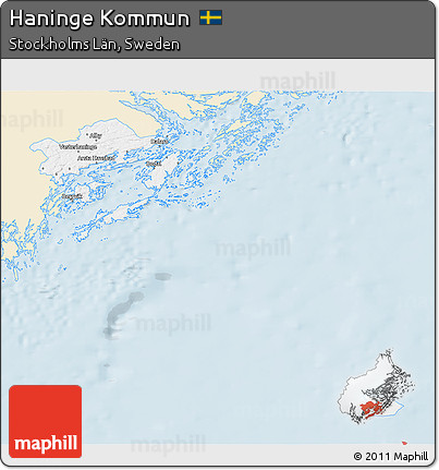 Classic Style 3D Map of Haninge Kommun, single color outside