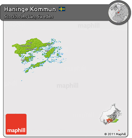 Physical 3D Map of Haninge Kommun, cropped outside