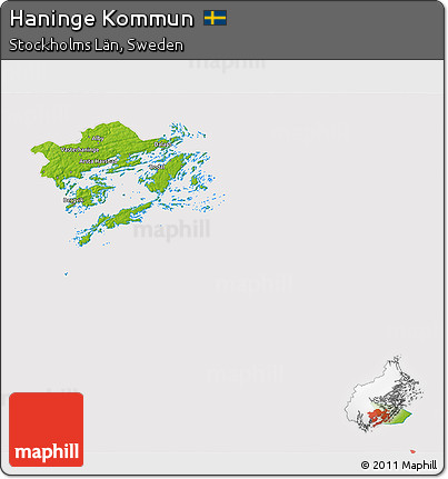 Physical 3D Map of Haninge Kommun, cropped outside