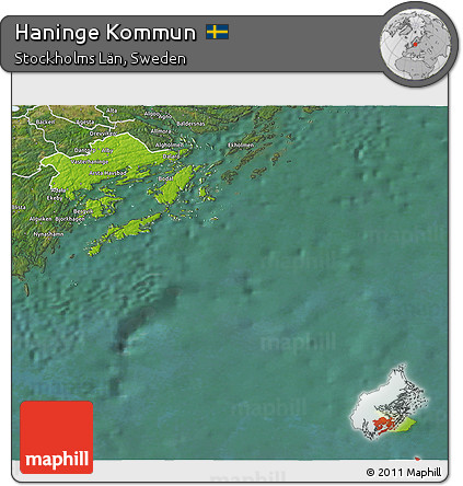 Physical 3D Map of Haninge Kommun, satellite outside