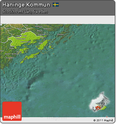 Physical 3D Map of Haninge Kommun, satellite outside