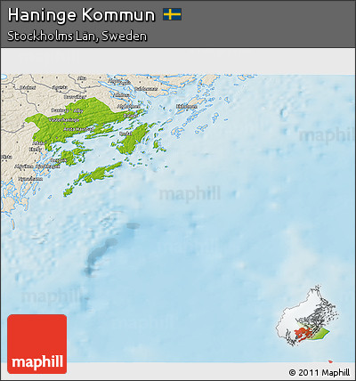 Physical 3D Map of Haninge Kommun, shaded relief outside