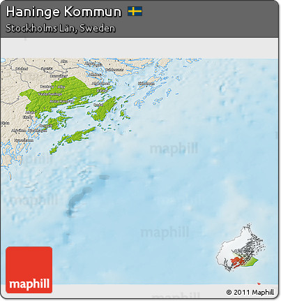 Physical 3D Map of Haninge Kommun, shaded relief outside