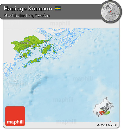 Physical 3D Map of Haninge Kommun, single color outside