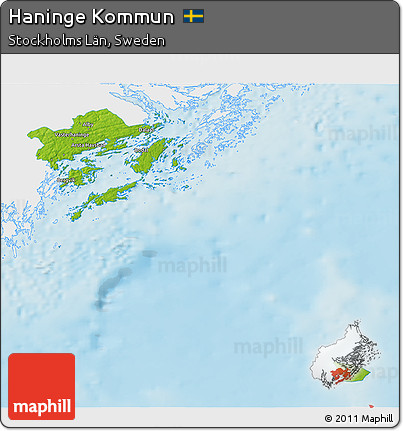 Physical 3D Map of Haninge Kommun, single color outside