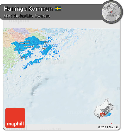 Political 3D Map of Haninge Kommun, lighten