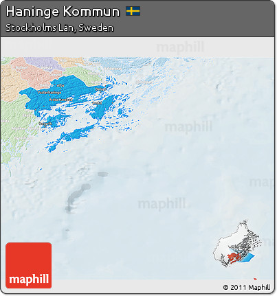 Political 3D Map of Haninge Kommun, lighten