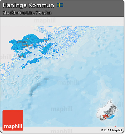 Political 3D Map of Haninge Kommun, single color outside