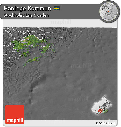 Satellite 3D Map of Haninge Kommun, desaturated