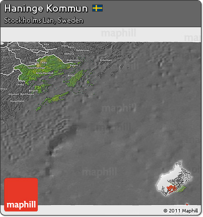 Satellite 3D Map of Haninge Kommun, desaturated