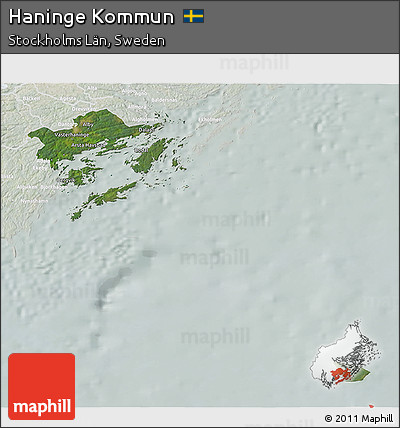 Satellite 3D Map of Haninge Kommun, lighten
