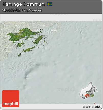Satellite 3D Map of Haninge Kommun, lighten
