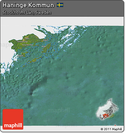 Satellite 3D Map of Haninge Kommun, single color outside