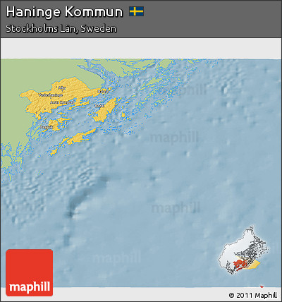 Savanna Style 3D Map of Haninge Kommun, single color outside