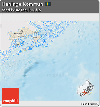 Shaded Relief 3D Map of Haninge Kommun, single color outside