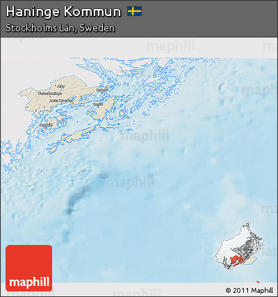 Shaded Relief 3D Map of Haninge Kommun, single color outside