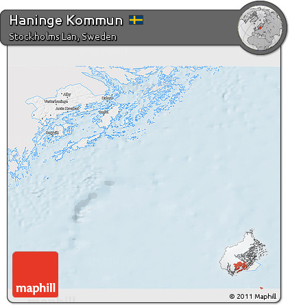 Silver Style 3D Map of Haninge Kommun, single color outside