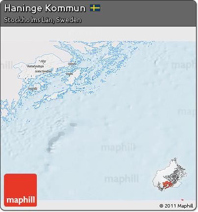 Silver Style 3D Map of Haninge Kommun, single color outside