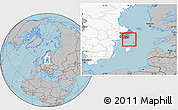 Gray Location Map of Haninge Kommun, highlighted country, highlighted parent region, hill shading