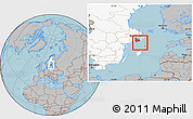 Gray Location Map of Haninge Kommun, highlighted country, hill shading