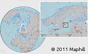 Gray Location Map of Haninge Kommun, highlighted parent region, within the entire country, hill shading