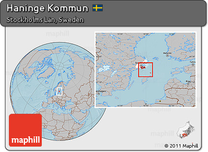 Gray Location Map of Haninge Kommun, highlighted parent region, hill shading