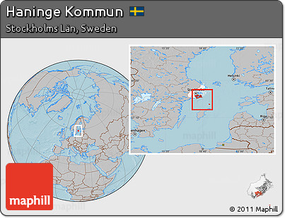 Gray Location Map of Haninge Kommun, highlighted parent region, hill shading