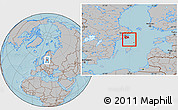 Gray Location Map of Haninge Kommun, hill shading