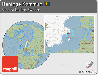 Savanna Style Location Map of Haninge Kommun, highlighted country, hill shading