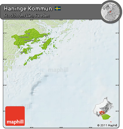 Physical Map of Haninge Kommun, lighten