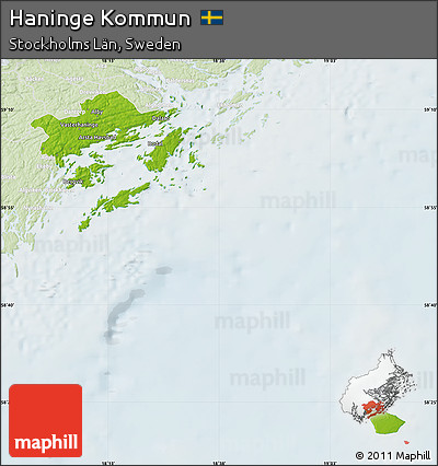 Physical Map of Haninge Kommun, lighten