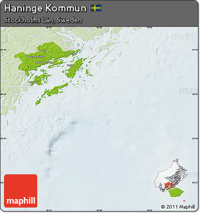 Physical Map of Haninge Kommun, lighten