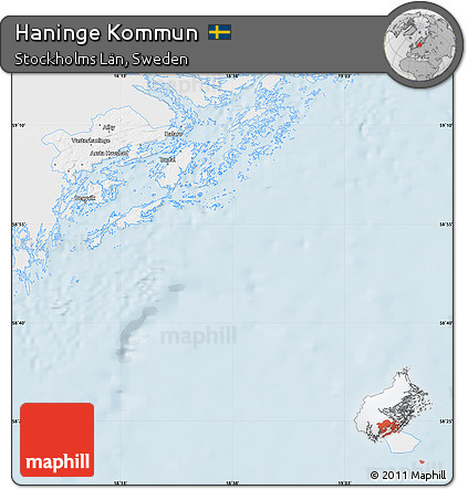Silver Style Map of Haninge Kommun, single color outside