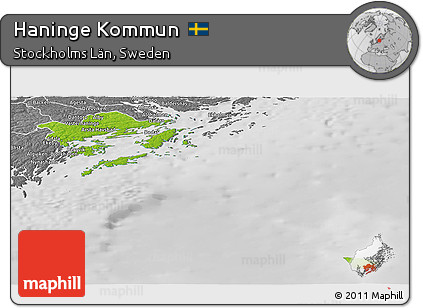 Physical Panoramic Map of Haninge Kommun, desaturated