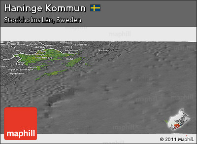 Satellite Panoramic Map of Haninge Kommun, desaturated