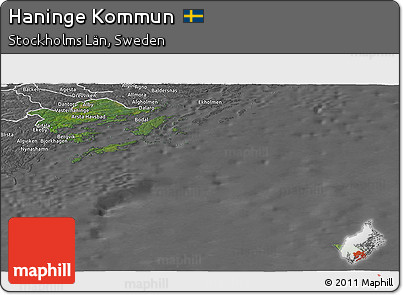 Satellite Panoramic Map of Haninge Kommun, desaturated