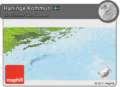 Satellite Panoramic Map of Haninge Kommun, physical outside